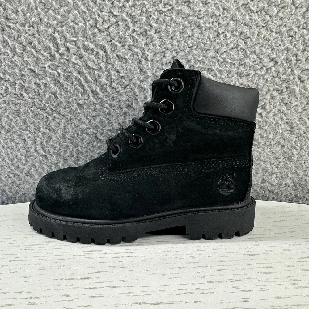 Timberland 6 Inch Premium Toddler Size 7 Black Waterproof Leather Boots TD US 7